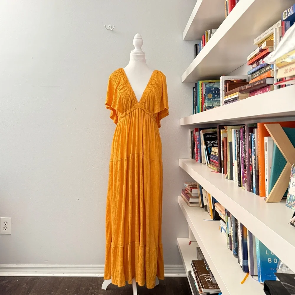 Free People Dress La La Maxi Dress in Golden Pollen XS - Picture 5 of 14
